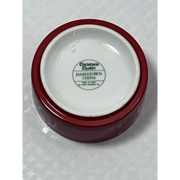 Chokin Poinsettias Trinket Dish Jamestown China With Gold Rim Christmas - Picture 7 of 10